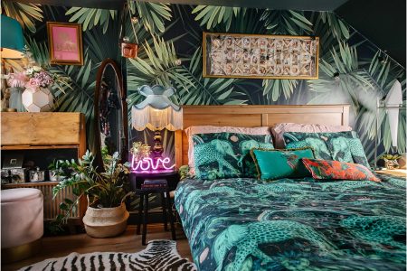 jungle-wallpaper-woodlands-bedroom-nature-dark-eclectic-maximalist-interiors-lily-sawyer-layered-home