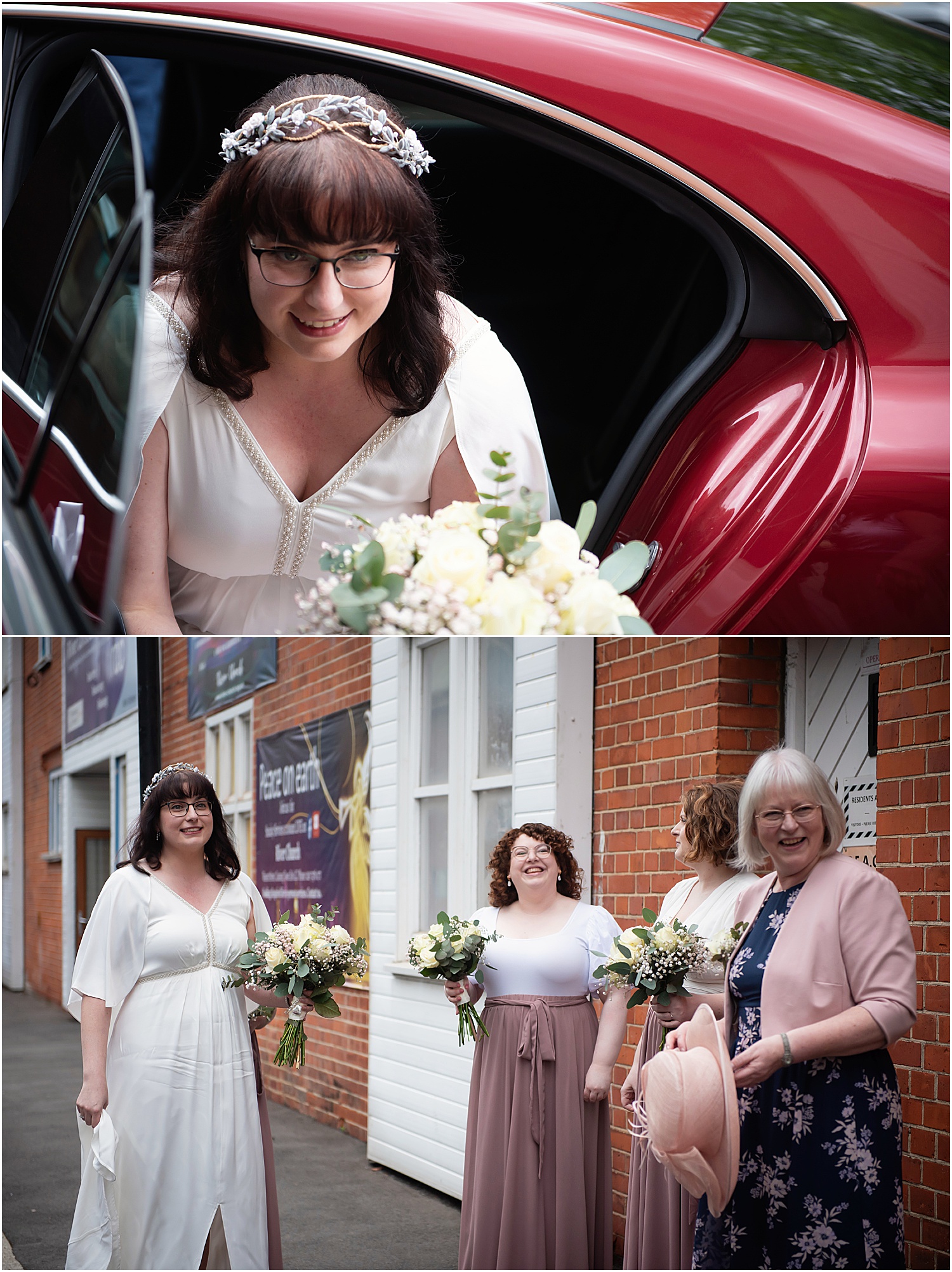 dusky-pink-white-classic-london-wedding-car-naomi-lily-sawyer-photo